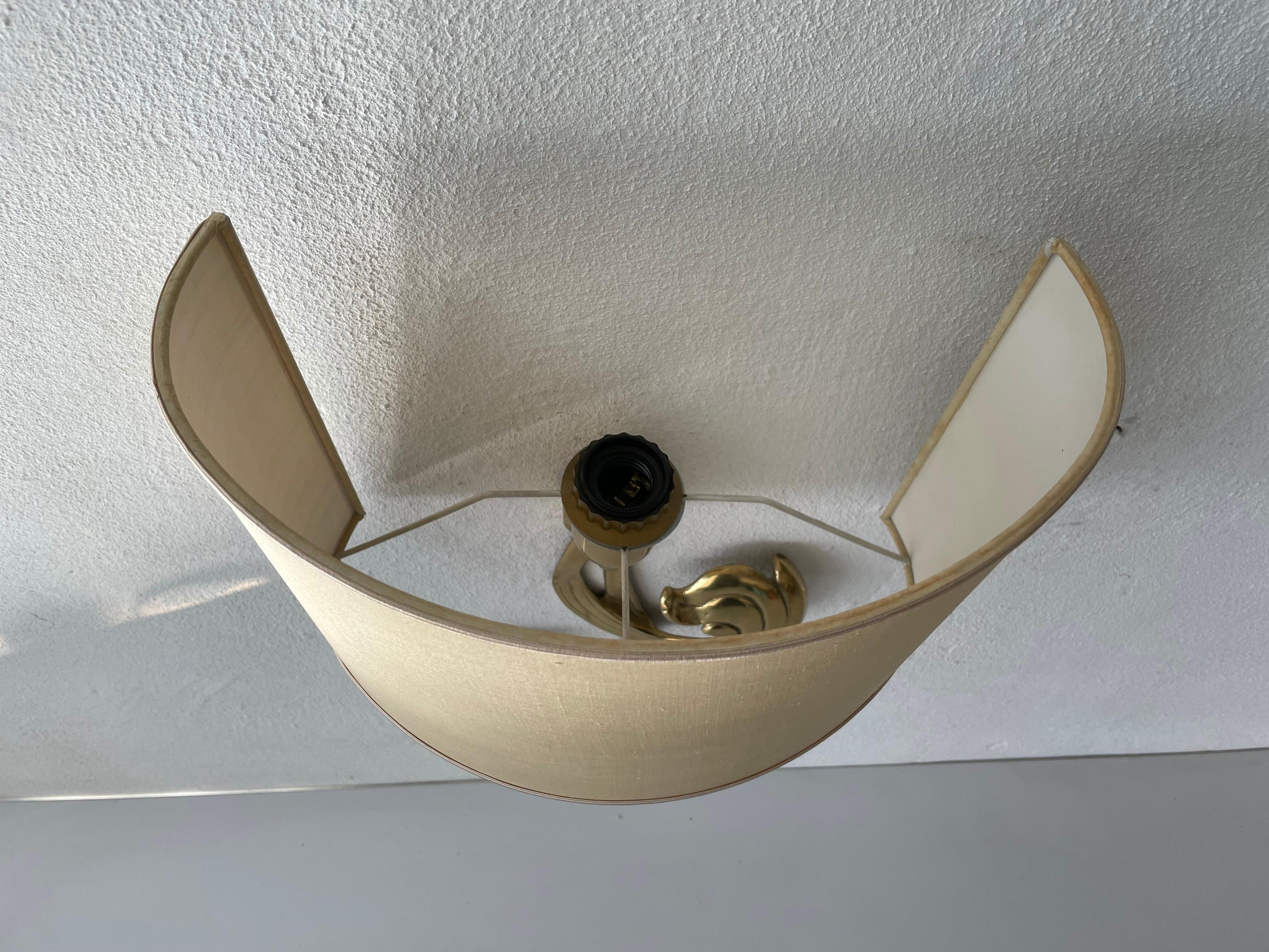 Mid-20th Century Flower Shaped Brass & Fabric Shade Sconce by Hans Möller, 1960s, Germany For Sale