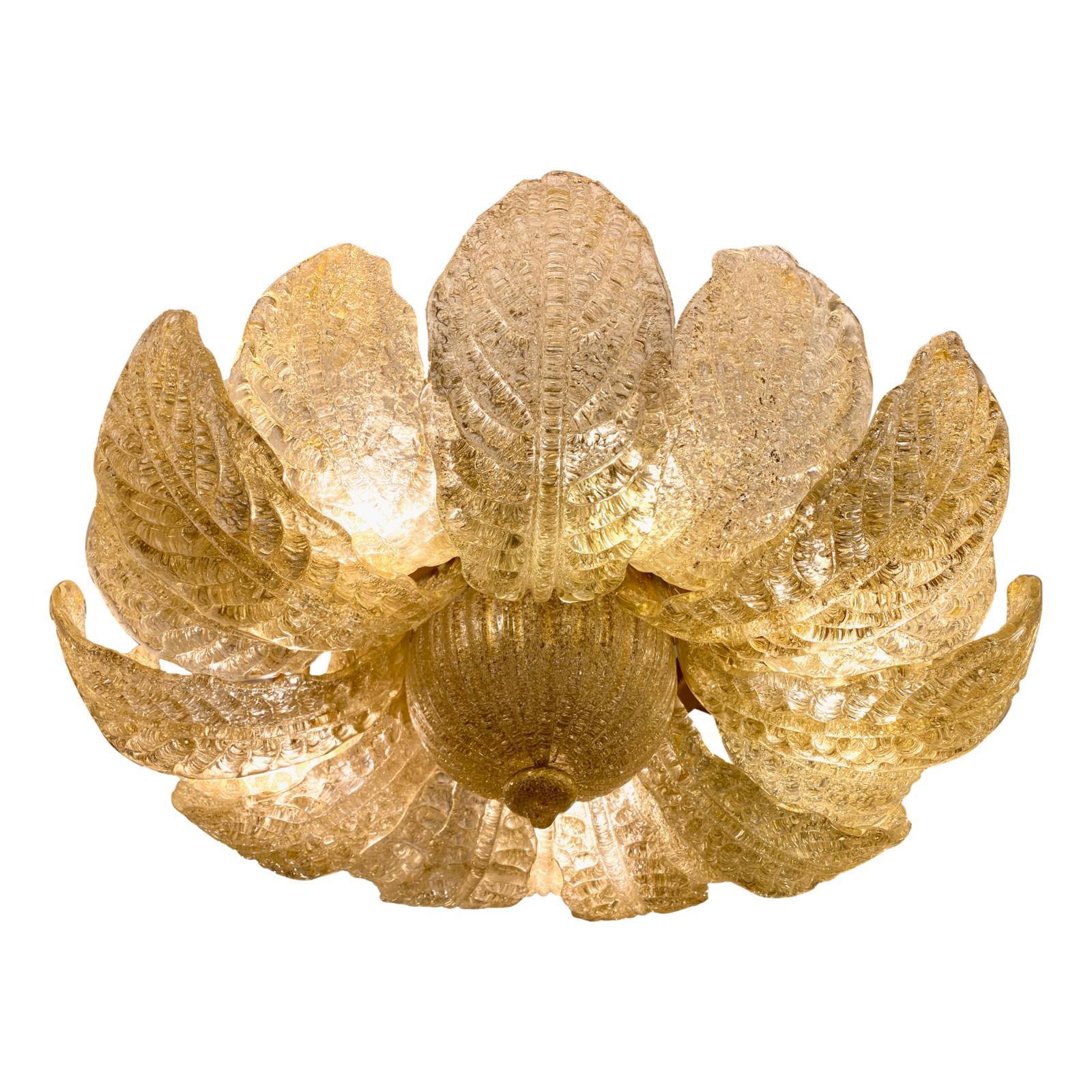 Flower Shaped Gold Murano Glass Fixture