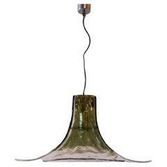 Blumenförmige Hängelampe aus grünem Murano-Glas, 1960er Jahre