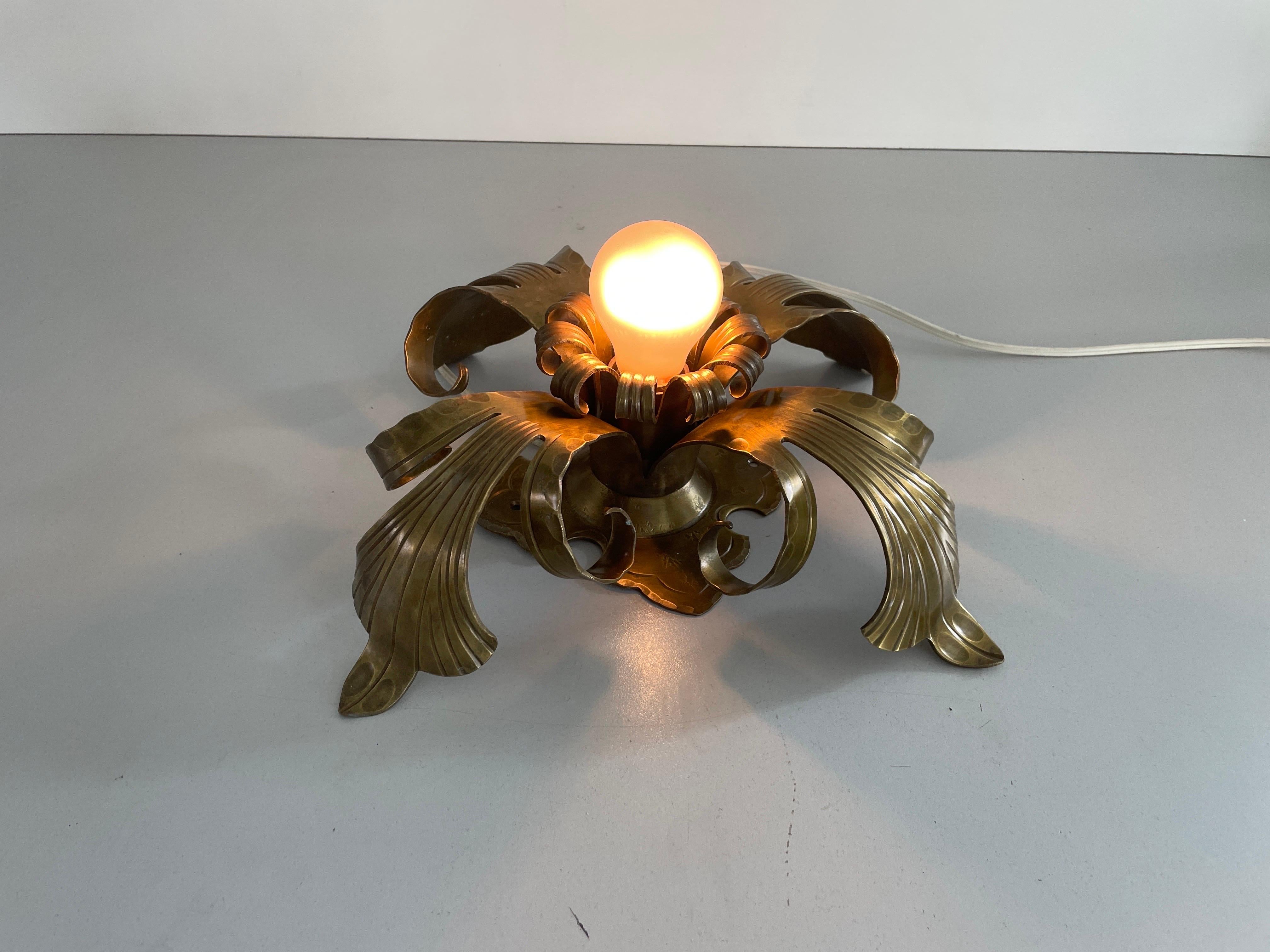 Flower Shaped Heavy Brass Pendant Lamp by Hans Möller, 1960s, Germany For Sale 10
