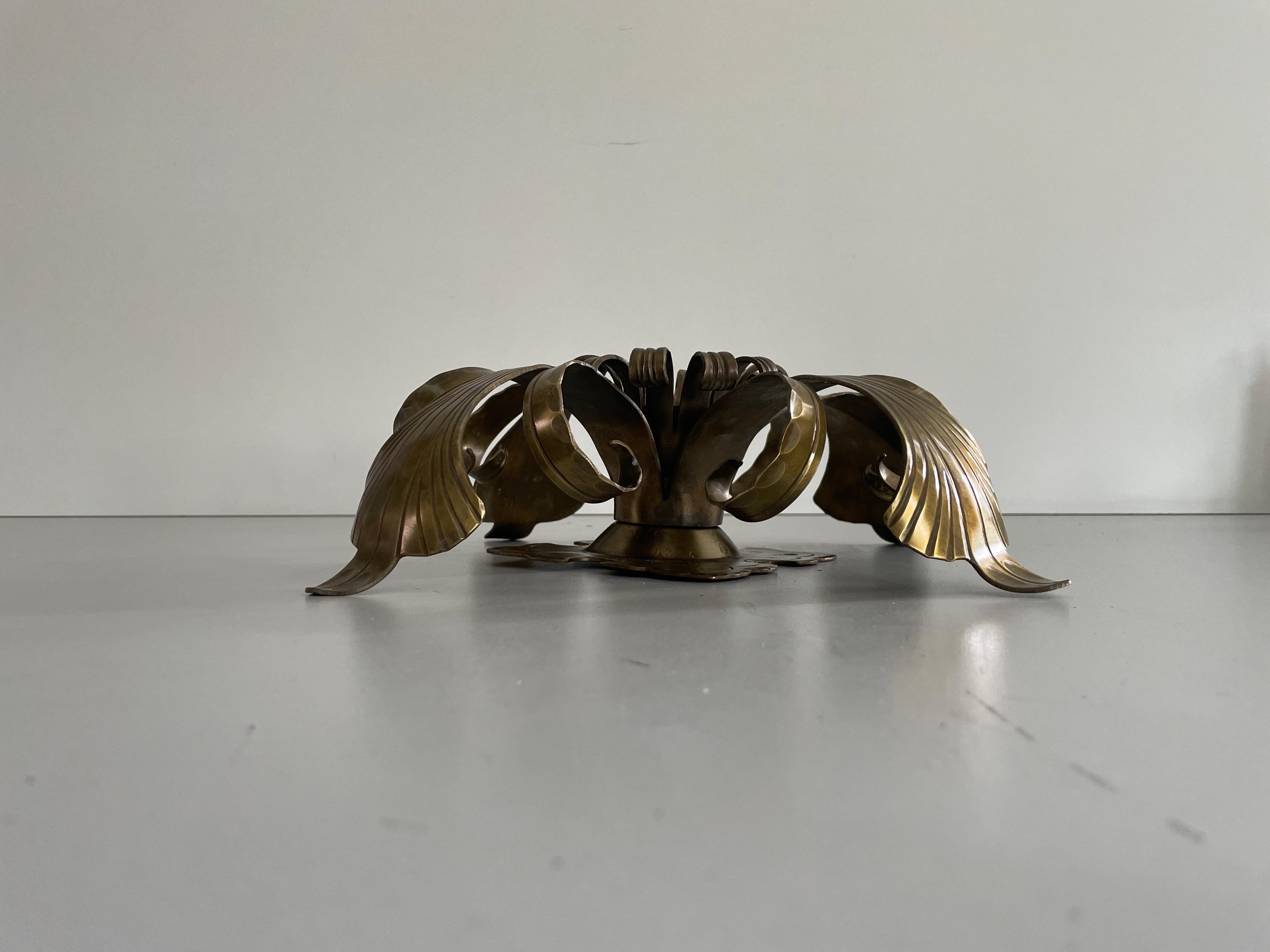 Mid-20th Century Flower Shaped Heavy Brass Pendant Lamp by Hans Möller, 1960s, Germany For Sale