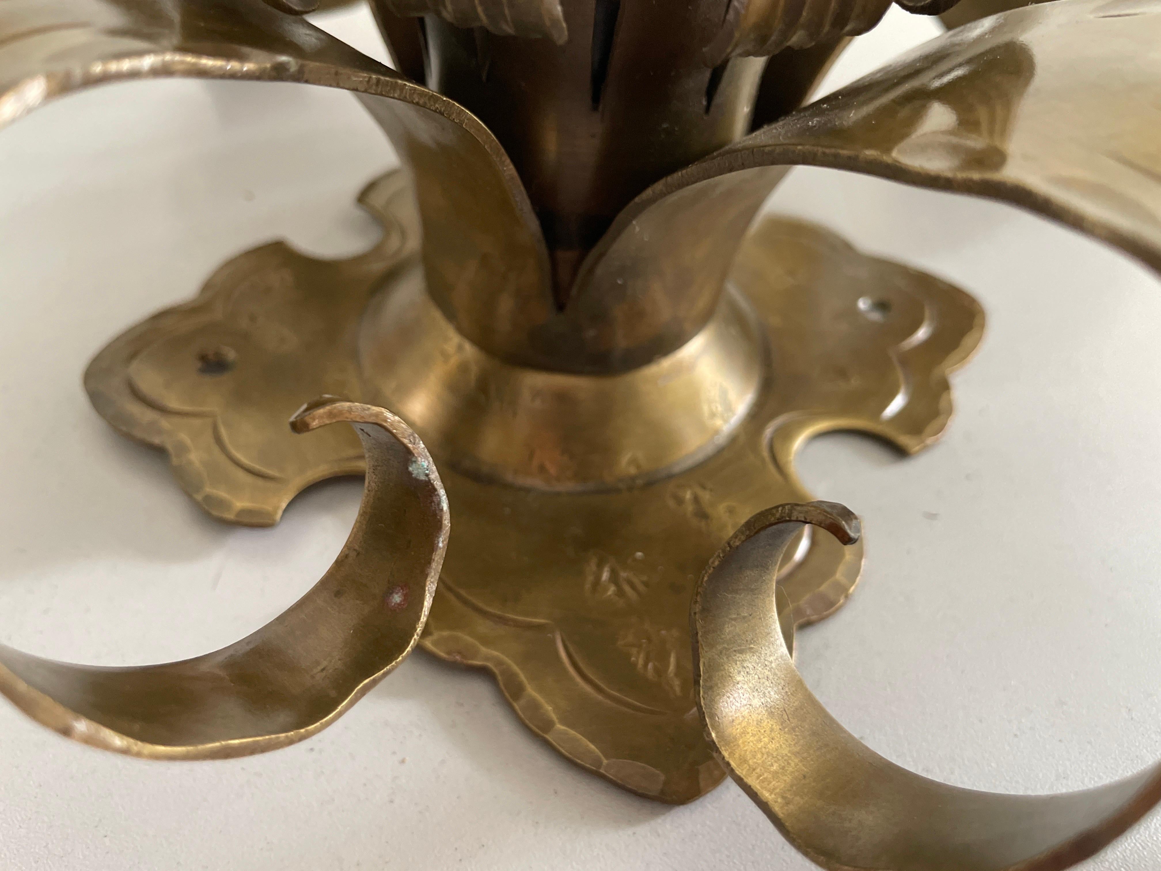 Flower Shaped Heavy Brass Pendant Lamp by Hans Möller, 1960s, Germany For Sale 4
