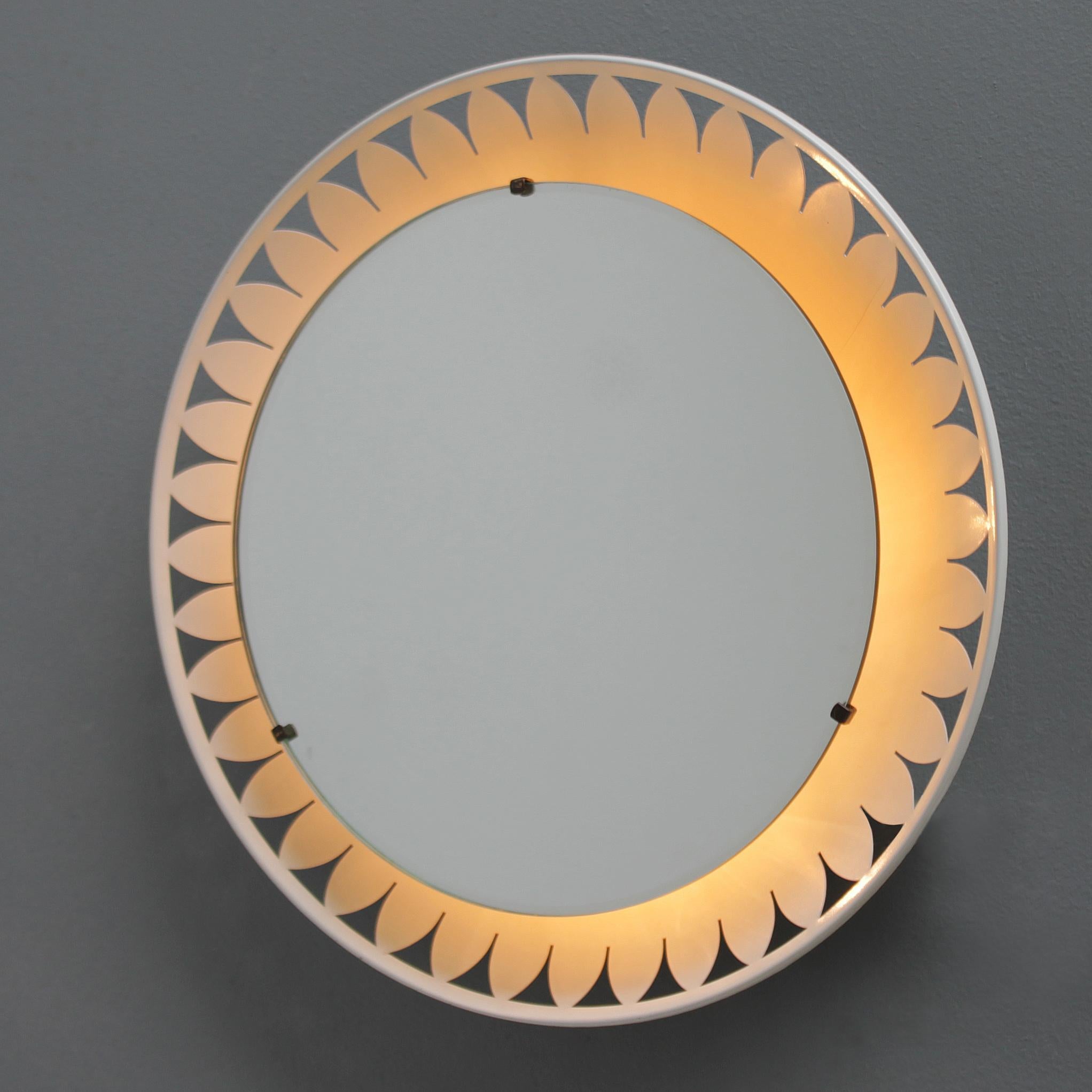 German Flower-Shaped Illuminated Mirror by Ernest Igl for Hillebrand For Sale
