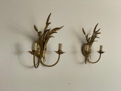 Blumenförmiges Wandlampenpaar aus Metall von Zicoli, 1970er Jahre, Italien