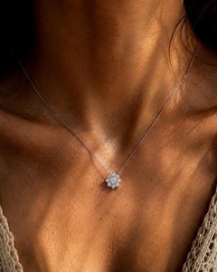 Flower Shaped Moissanite Pendant 925 Sterling Silver Beautiful Necklace For Her.