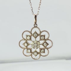Flower Shaped Moissanite Pendant 925 Sterling Silver Wedding Gift For Women.