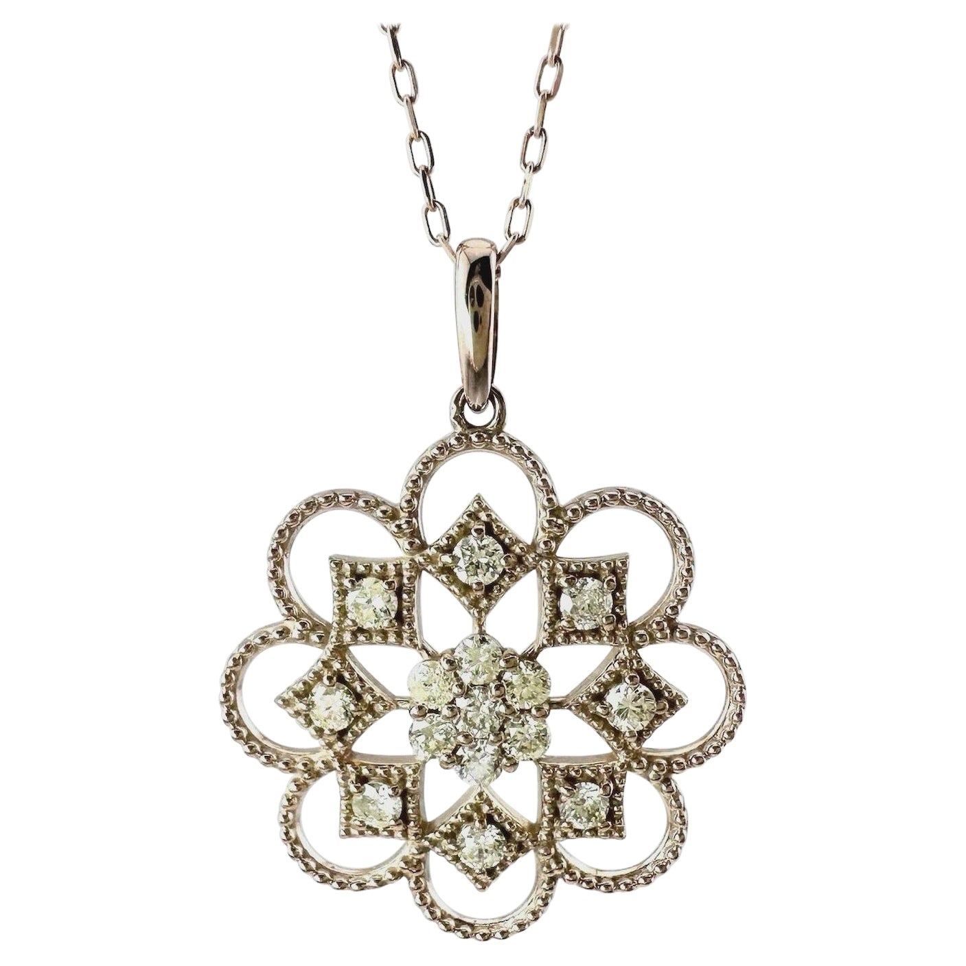 Flower Shaped Moissanite Pendant 925 Sterling Silver Wedding Gift For Women.