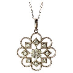 Flower Shaped Moissanite Pendant 925 Sterling Silver Wedding Gift For Women.