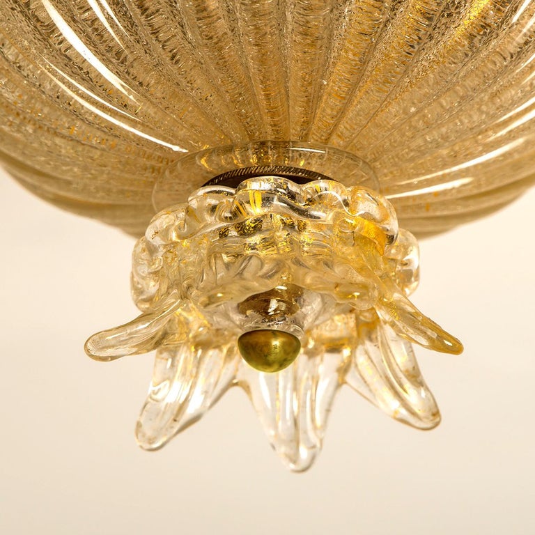 Mid-Century Modern Flower Shaped Murano Glass Flush Mount by Barovier & Toso, Italy For Sale