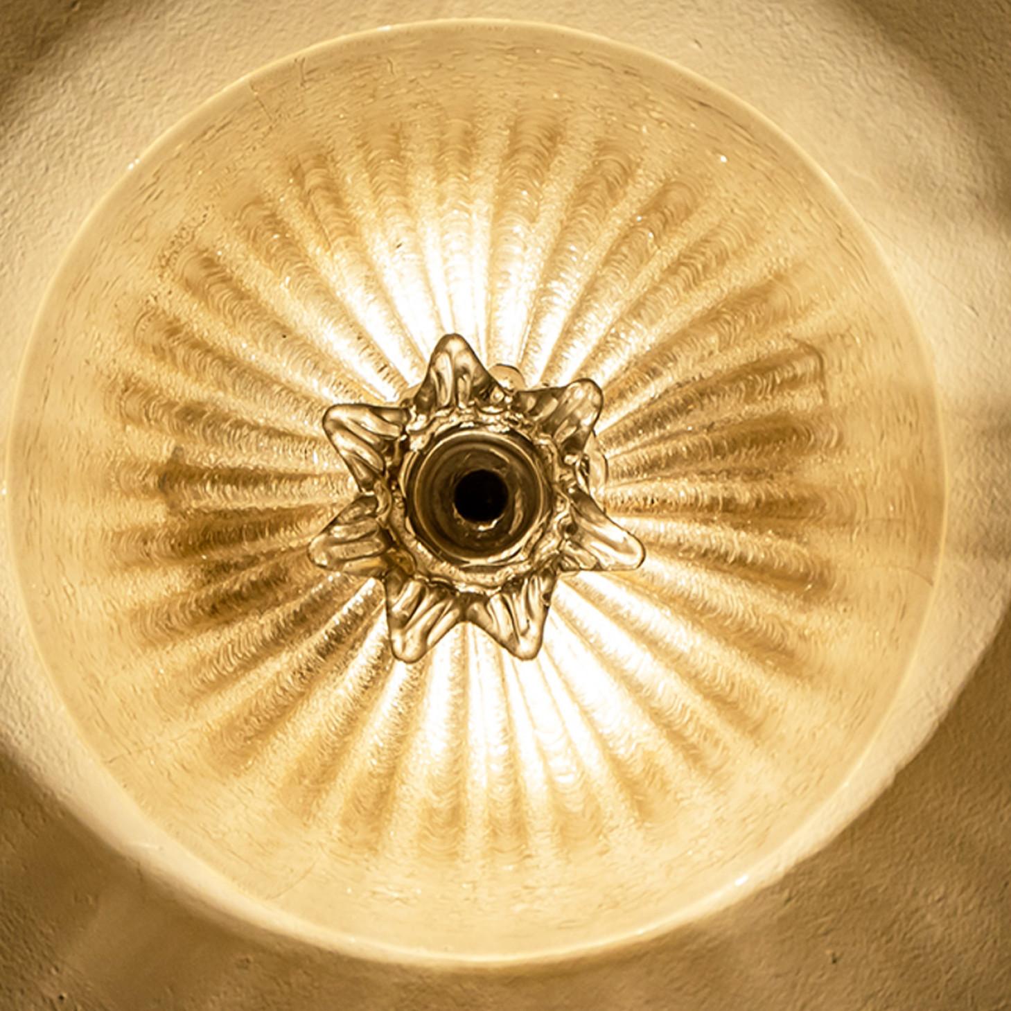 Flower Shaped Murano Glass Flush Mount by Barovier & Toso, Italy In Good Condition In Rijssen, NL
