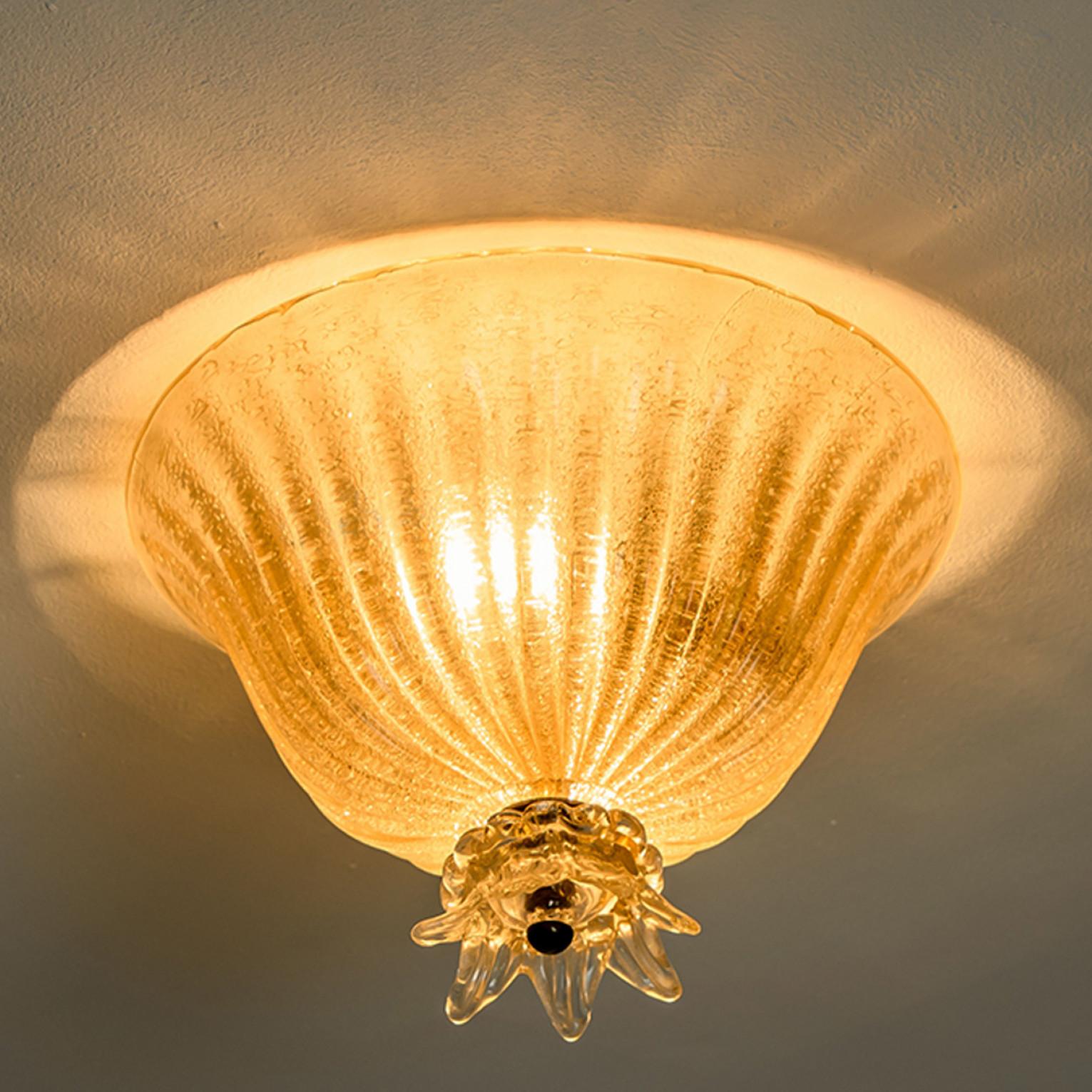 20th Century Flower Shaped Murano Glass Flush Mount by Barovier & Toso, Italy