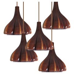 Vintage Flower shaped Opaque Brown Glass Fixtures, Europe 1970