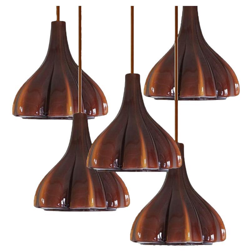 Flower shaped Opaque Brown Glass Fixtures, Europe 1970 For Sale