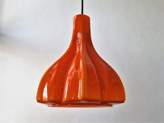 Flower Shaped Orange Glass Pendant Lamp by Peill & Putzler, Germany, 1960s/1970s