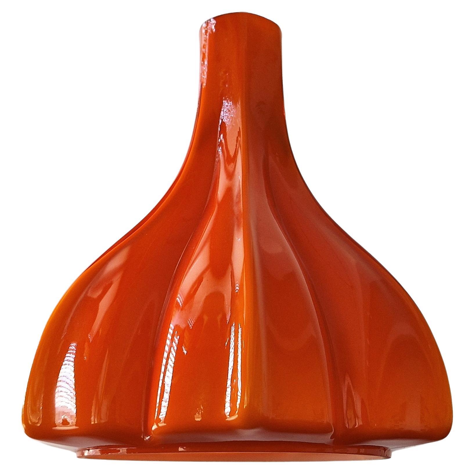 Flower Shaped Orange Glass Pendant Lamp by Peill & Putzler, Germany, 1960s/1970s For Sale