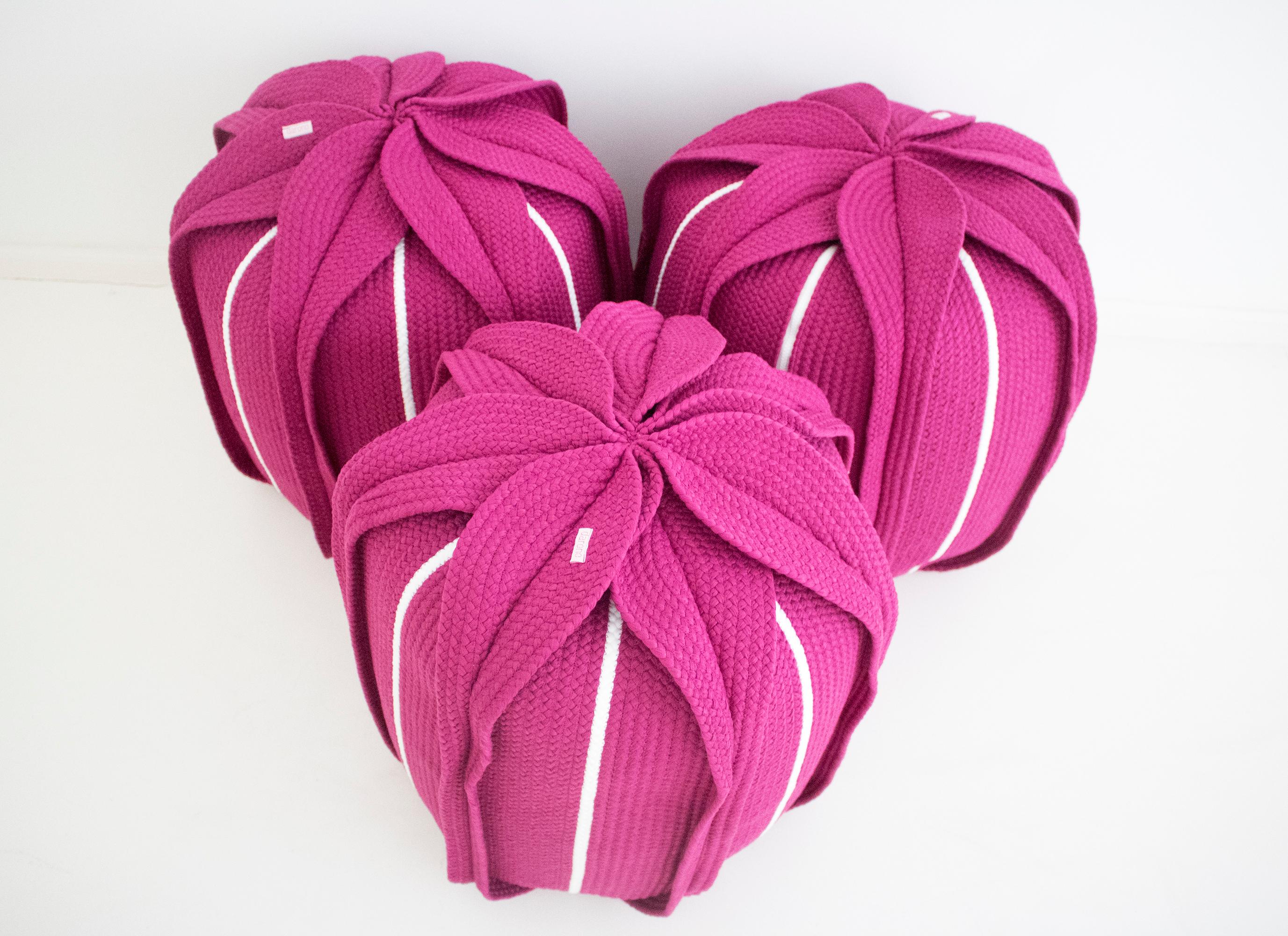 Contemporary Flower Shaped Pouf - Eucharis Cherry Small For Sale
