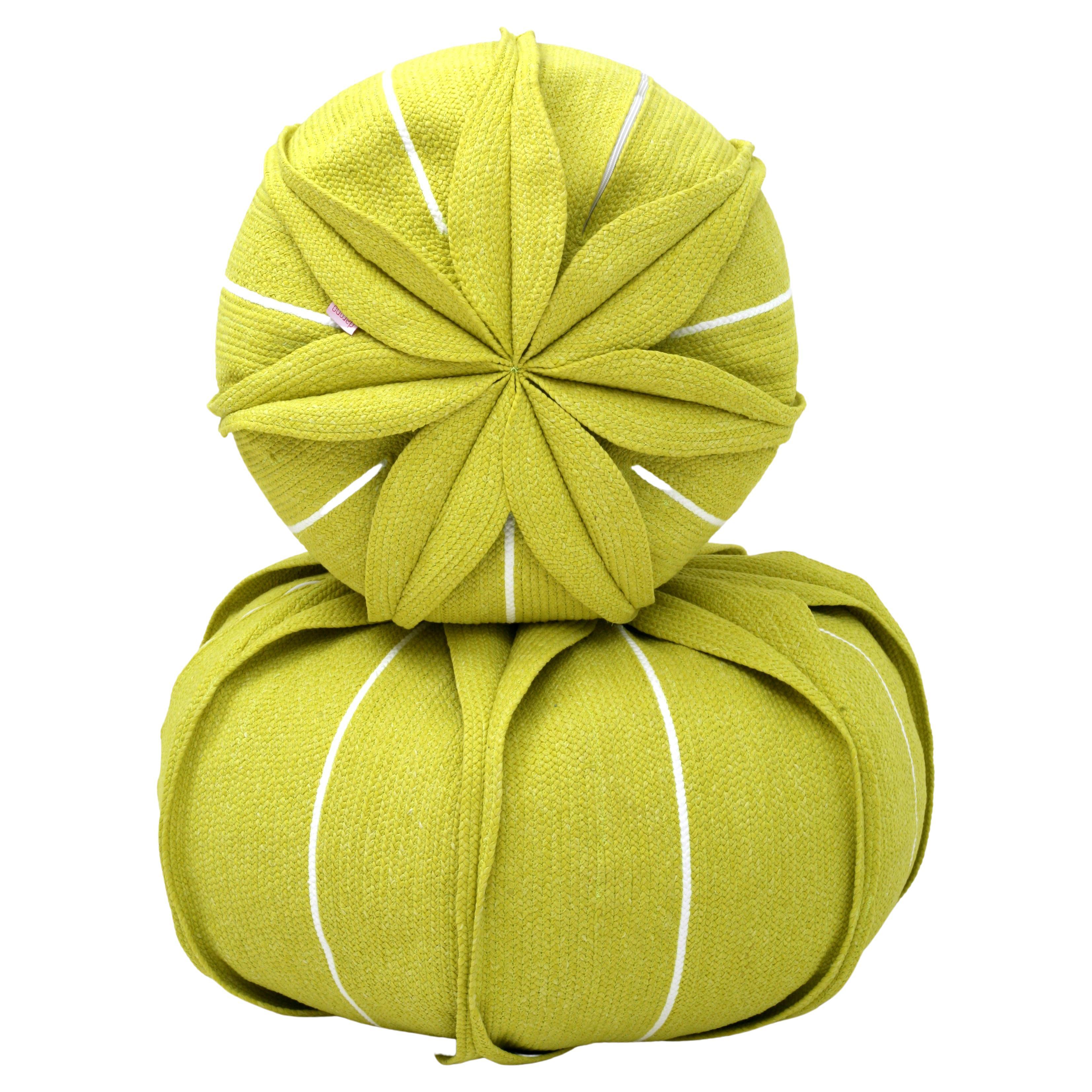 Flower Shaped Pouf - Eucharis Lime Small For Sale
