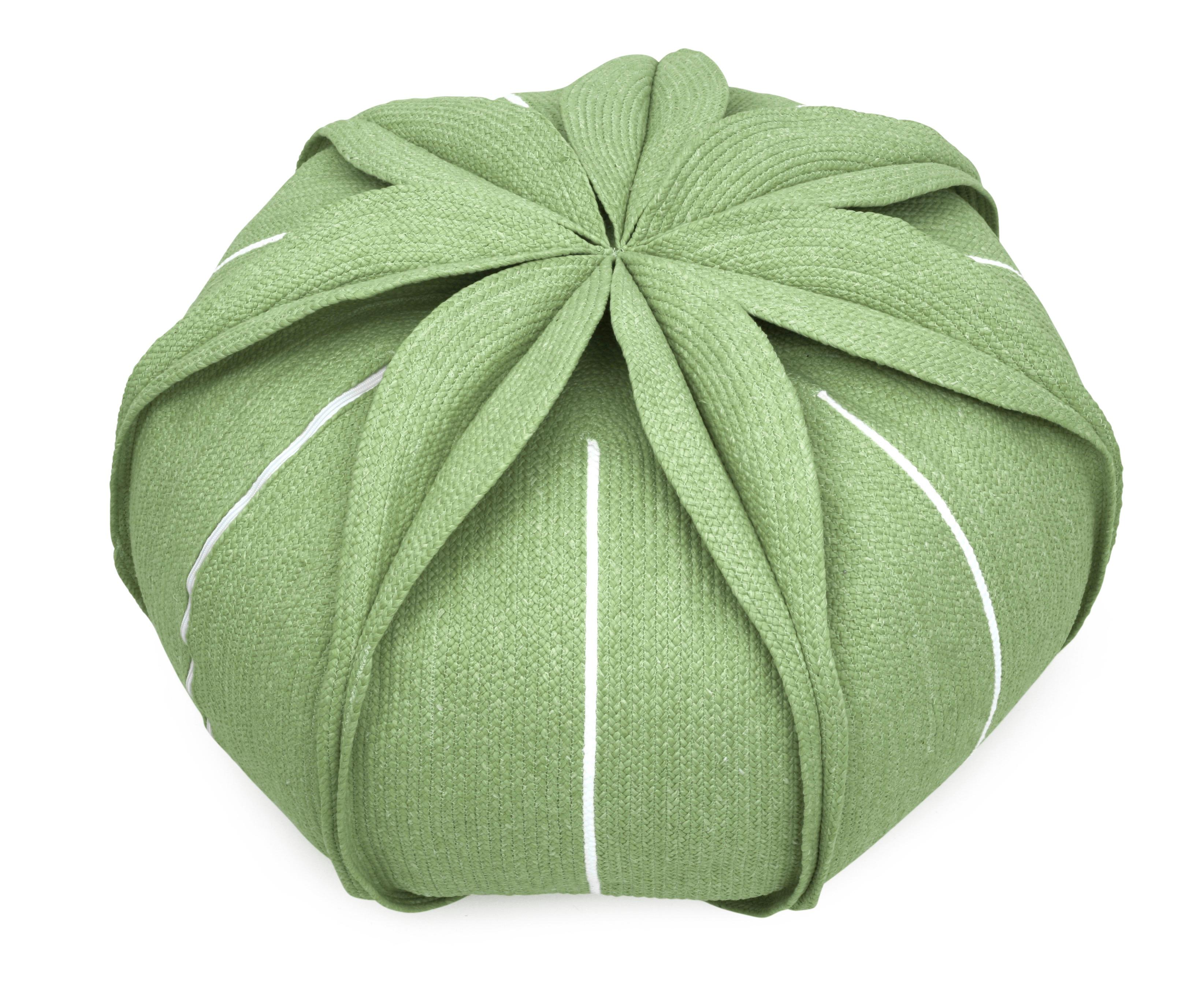 Organic Modern Flower Shaped Pouf - Eucharis Green Small For Sale