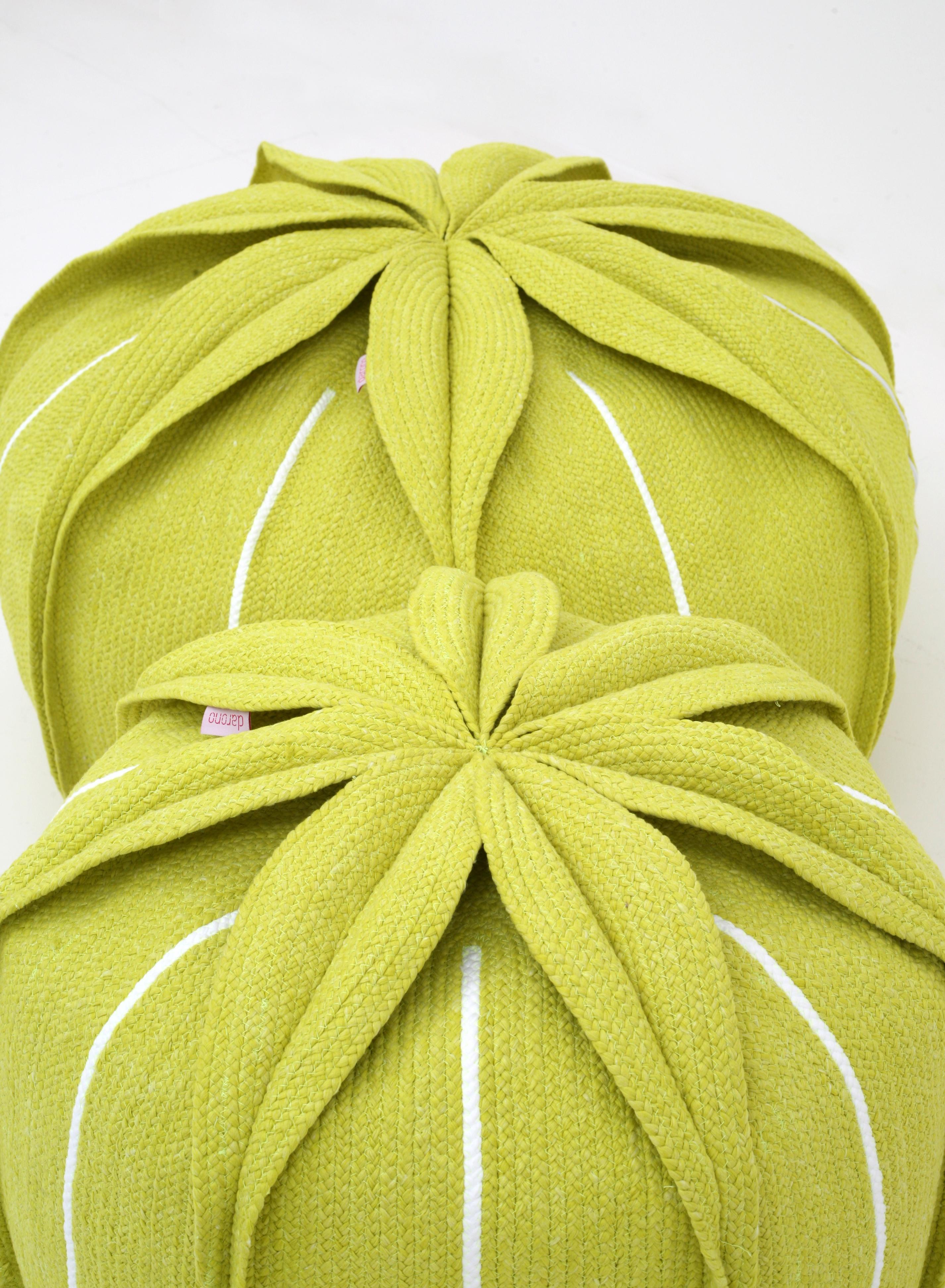 Portuguese Flower Shaped Pouf - Eucharis Lime Big For Sale