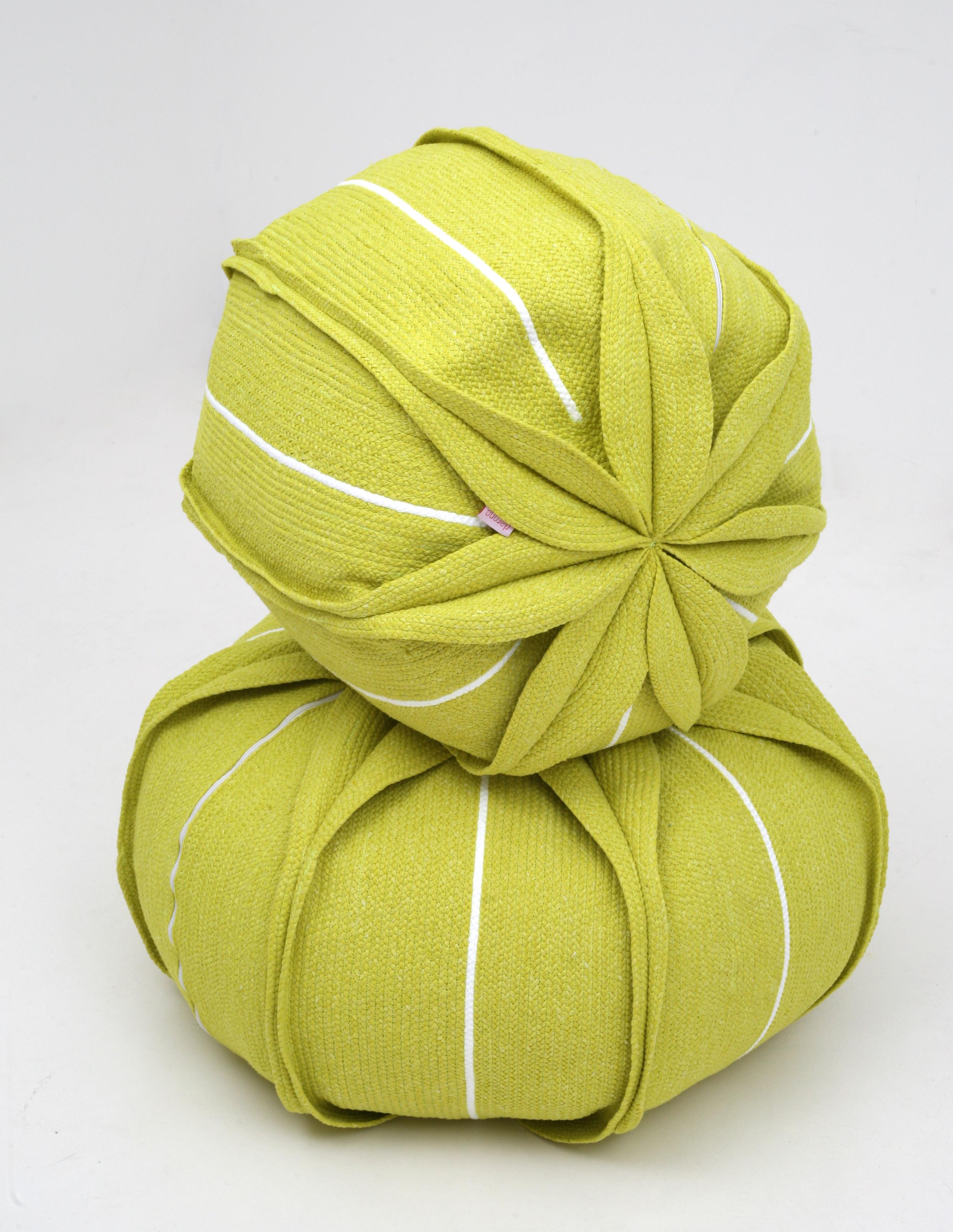 Portuguese Flower Shaped Pouf - Eucharis Lime Small For Sale