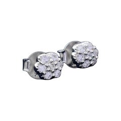 Orecchino con perno a forma di fiore con diamanti naturali e pavé in argento 925 Regalo per lei