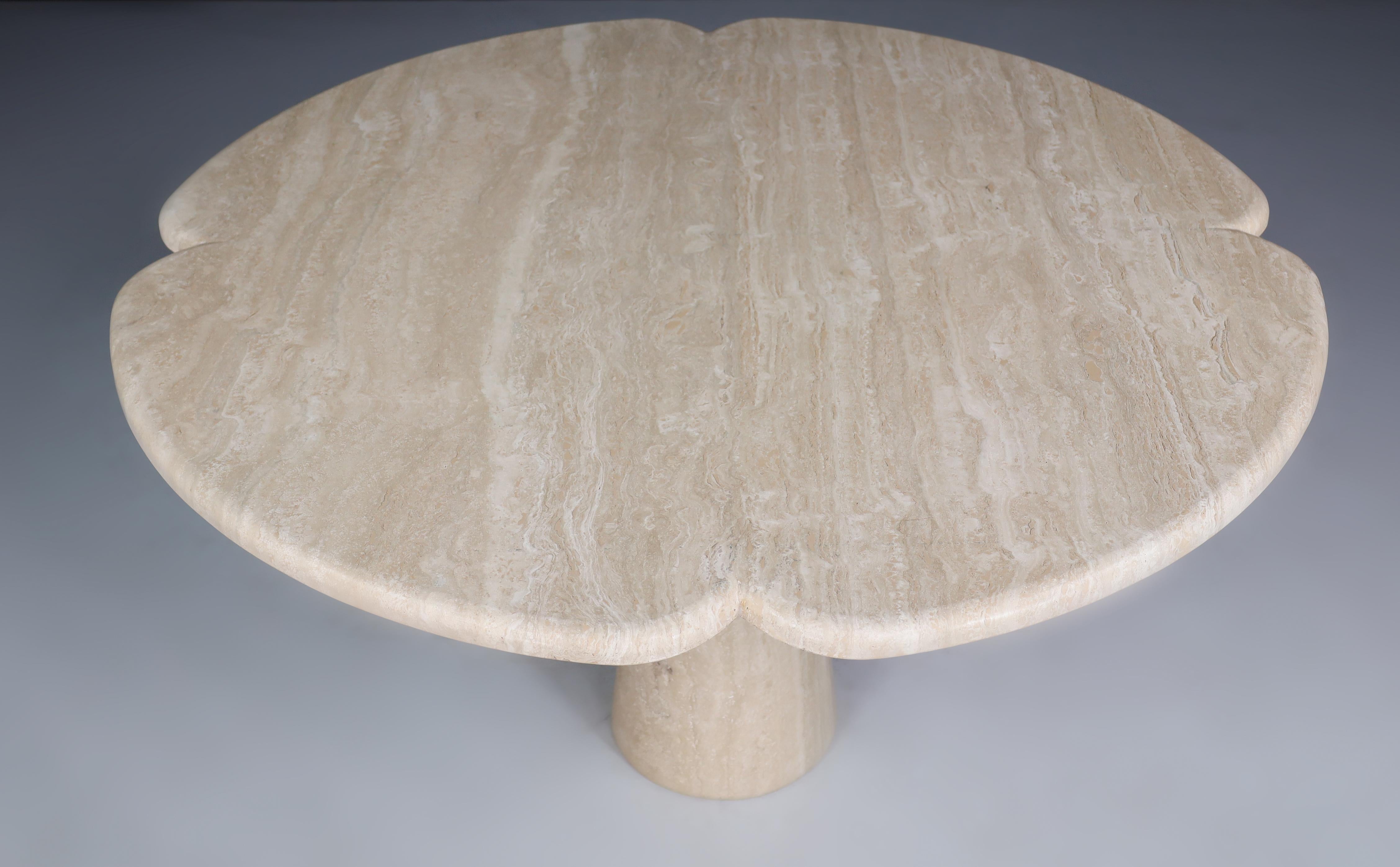 Flower Shaped Top Travertine Dining or Centre Table, Italy, 1970s For Sale 3
