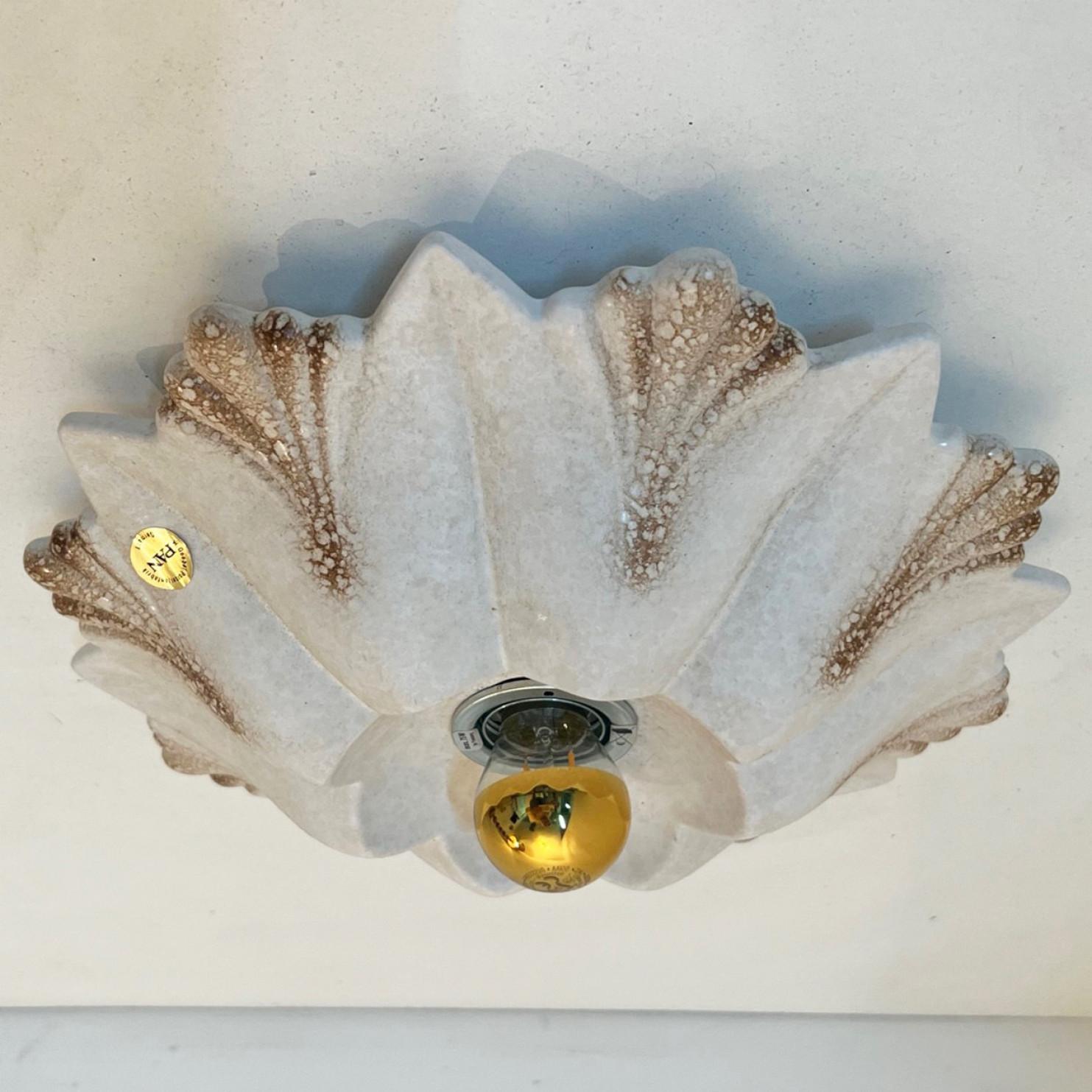 Space Age Flower Shell White Sand Ceramic Wall Light by Hustadt Keramik, Germany, 1970 For Sale