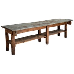 Zinc Top Flower Shop Table, France circa 1920