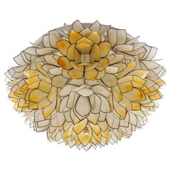 Flower Spherical Wall or Ceiling Lamps in Yellow, 1960s