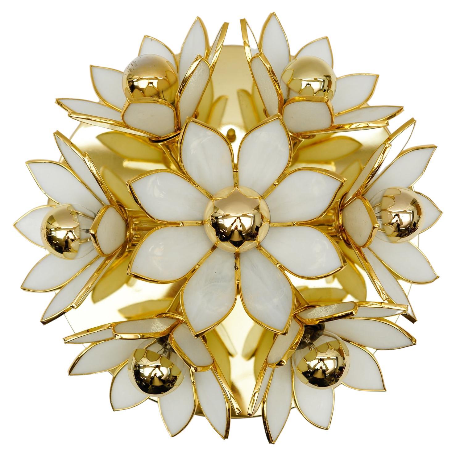 Flower Spherical Wall or Ceiling Lamps in Brass, 1960s