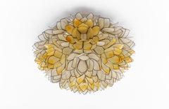 Flower Spherical Wall or Ceiling Lamps in Yellow, 1960s