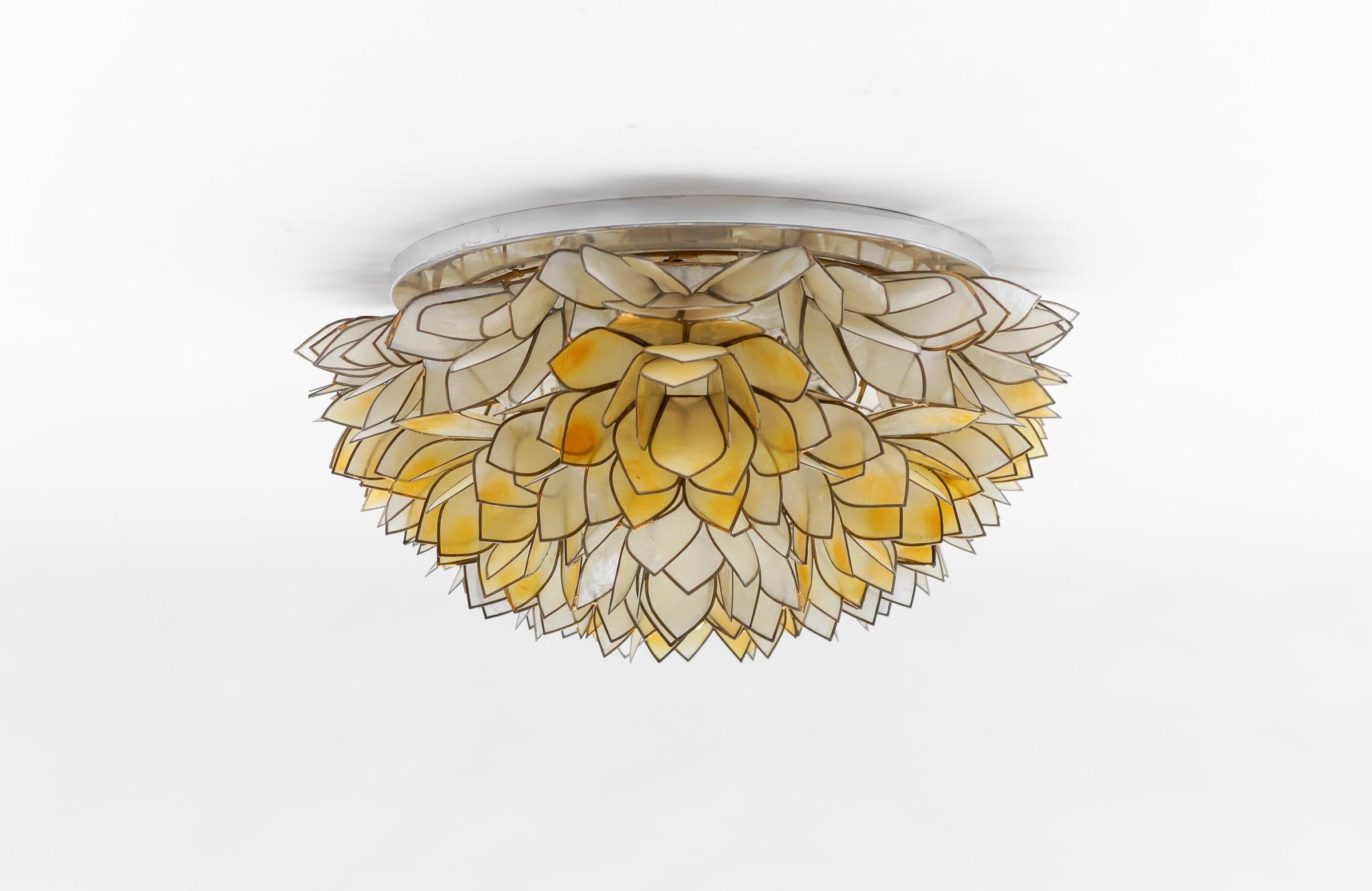 Allemand Flower Spherical Wall or Ceiling Lamps in Yellow, 1960s en vente