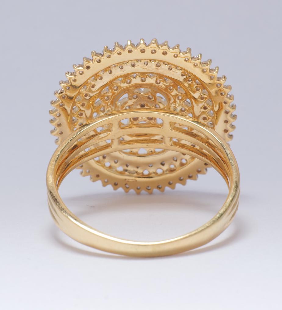 Spiral-Diamantring mit Blumenblumen aus 14k massivem Gold (zertifiziert) Damen im Angebot