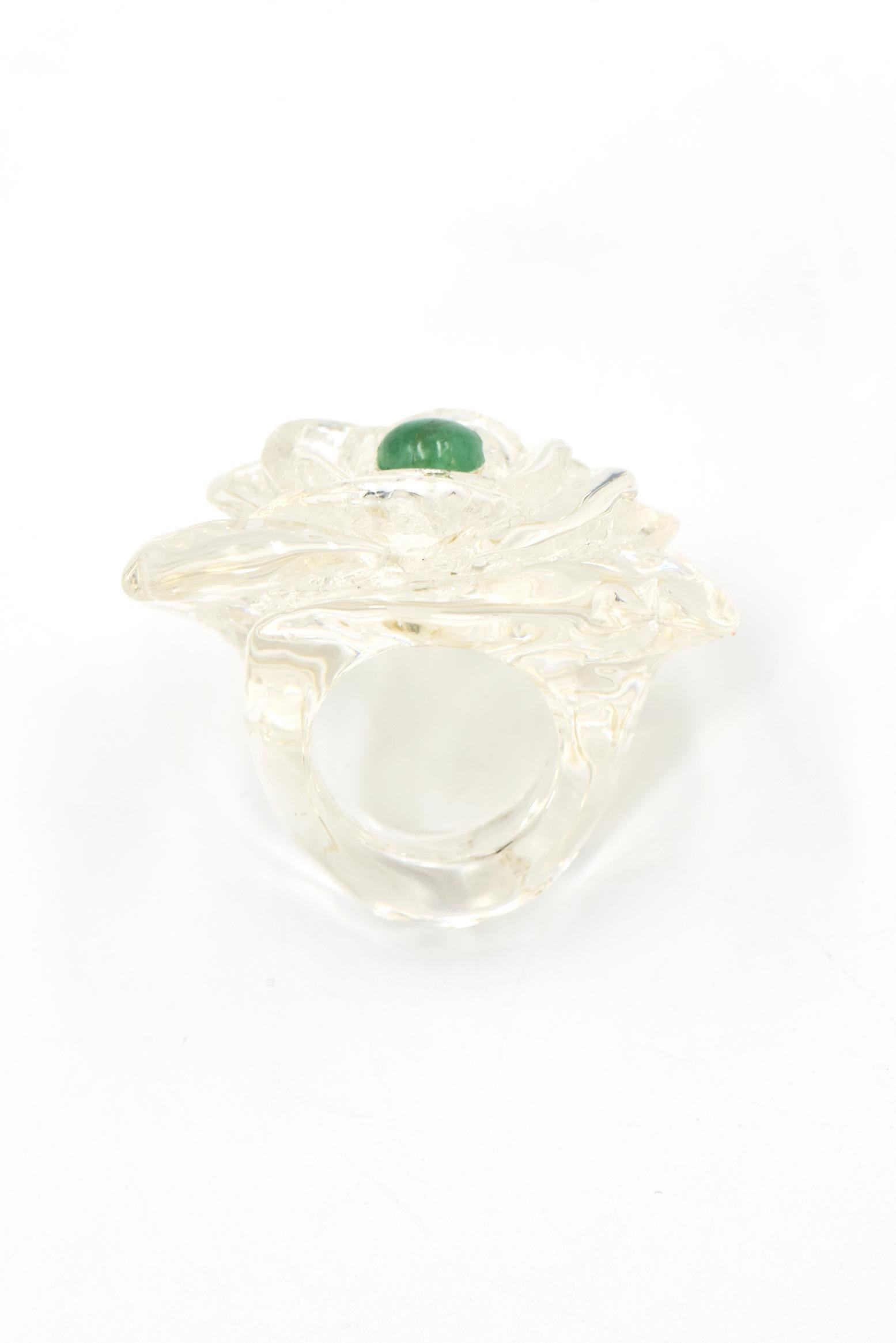 Cabochon Flower Statement Ring For Sale
