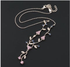 Flower Sterling Silver Colorful Cubic Zirconia Necklace- For your Princess