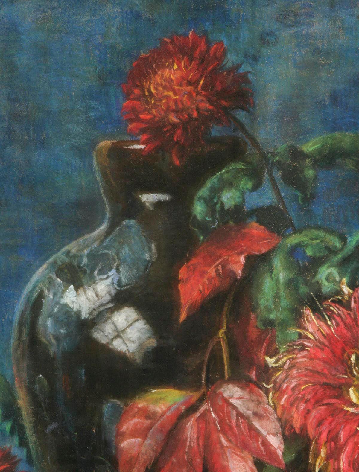 Nature morte de fleurs:: pastel sur papier par Berthe Art Début du 20e siècle en vente 3