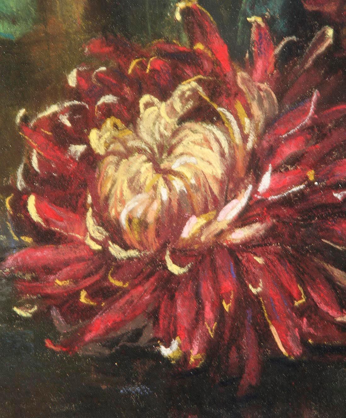 Flower Still Life, Pastel on Paper by Berthe Art Early 20th Century For Sale 6