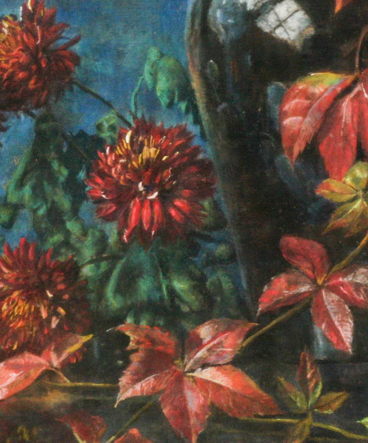Peint à la main Nature morte de fleurs:: pastel sur papier par Berthe Art Début du 20e siècle en vente