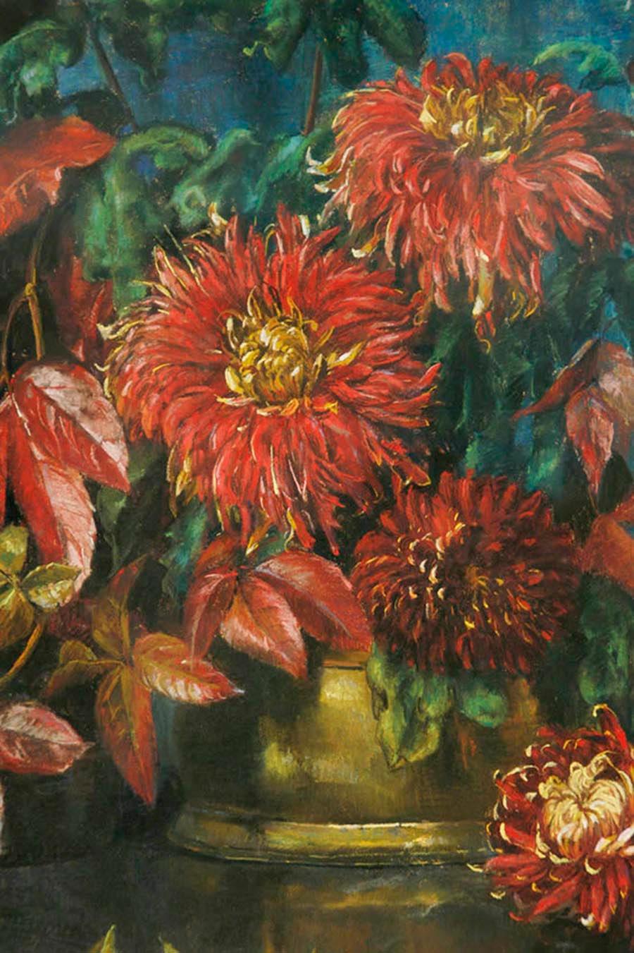 Hand-Painted Flower Still Life, Pastel on Paper by Berthe Art Early 20th Century For Sale