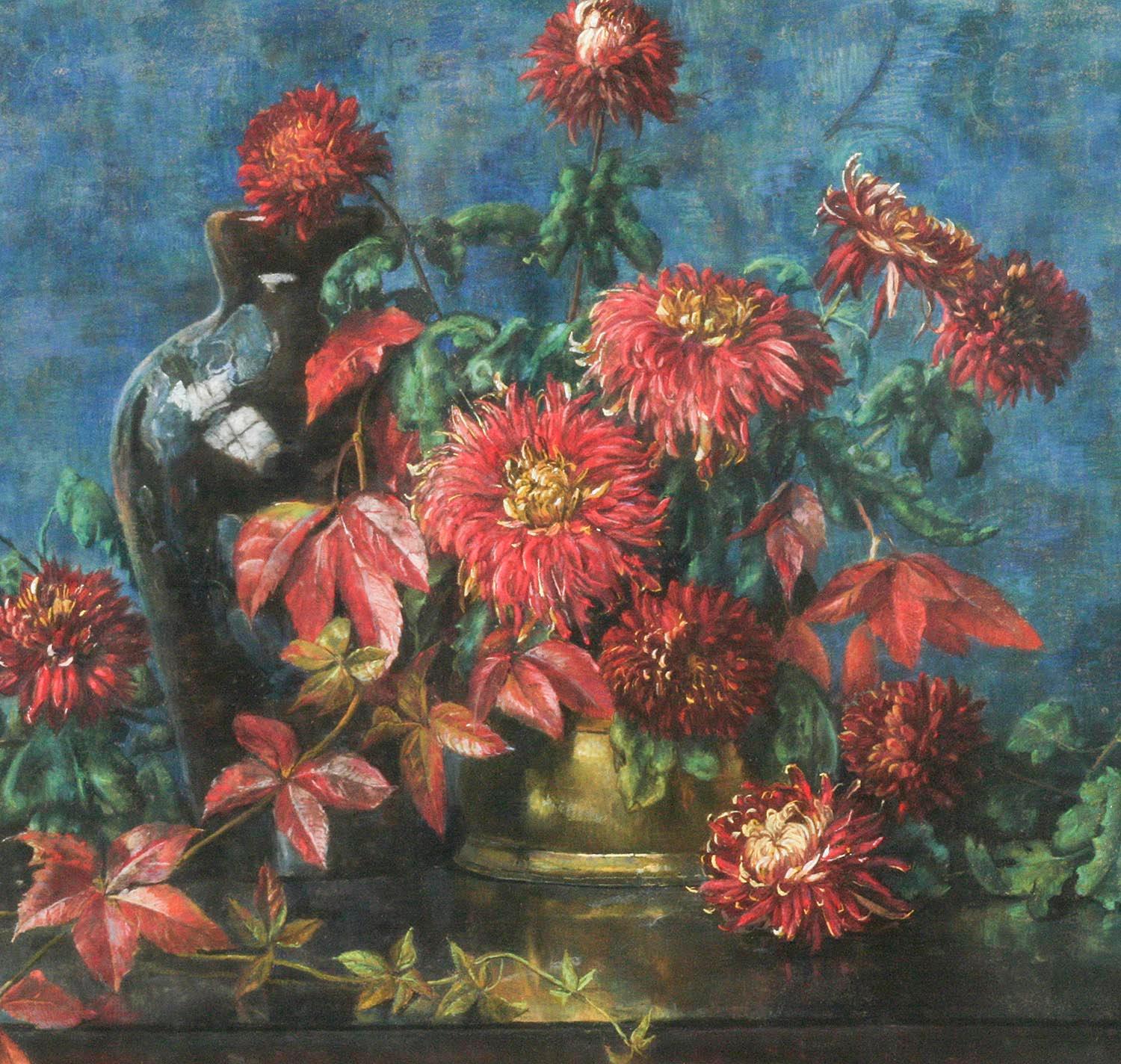 Flower Still Life, Pastel on Paper by Berthe Art Early 20th Century For Sale 1