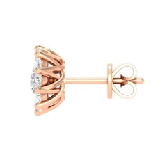 Flower Stud Diamond Earrings, 18k Rose Gold, 1.7ct