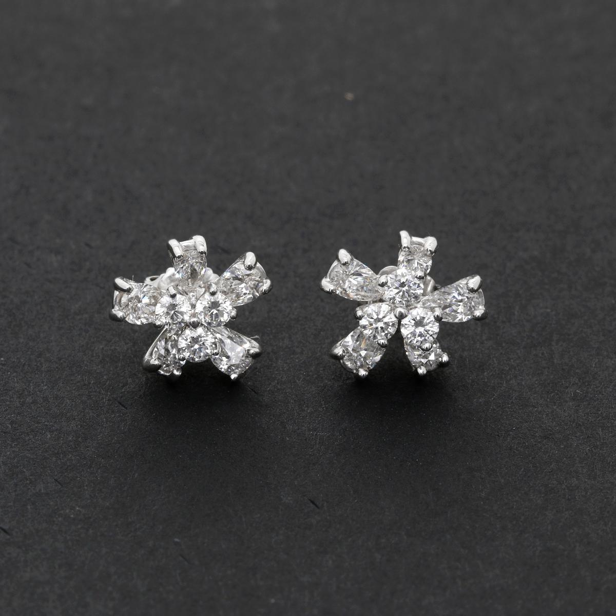 Flower Stud Earrings with Convertible Earring Jackets In New Condition In Dallas, TX
