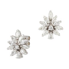 Flower Studs White Gold 18K Earrings Diamond For Her
