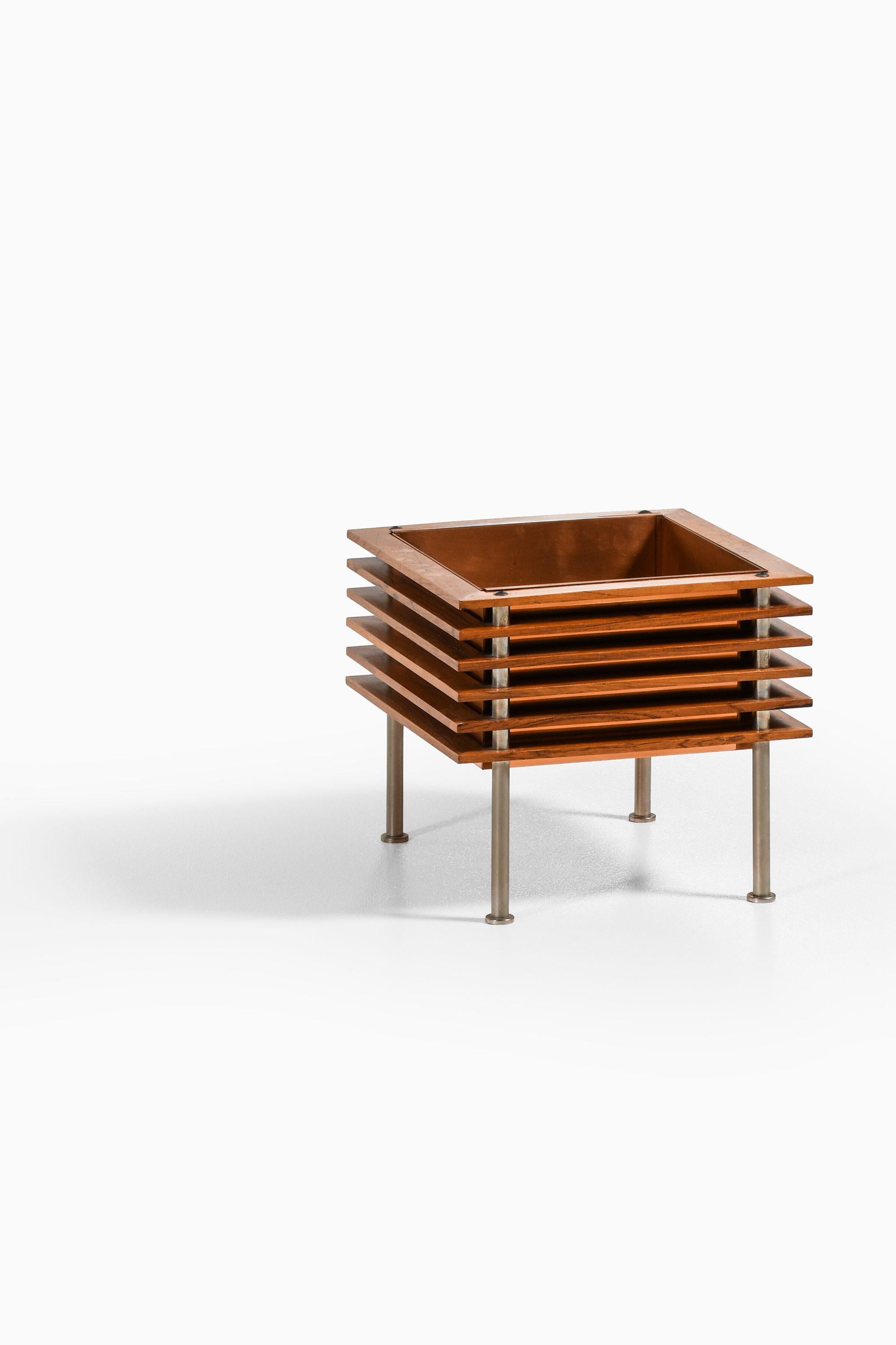 Scandinavian Modern Flower Table in Rosewood, Steel and Copper Box by Nils Jonsson, 1960's For Sale