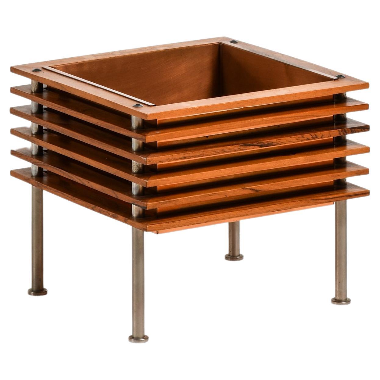 Table à fleurs en bois de rose, acier et cuivre de Nils Jonsson, années 1960