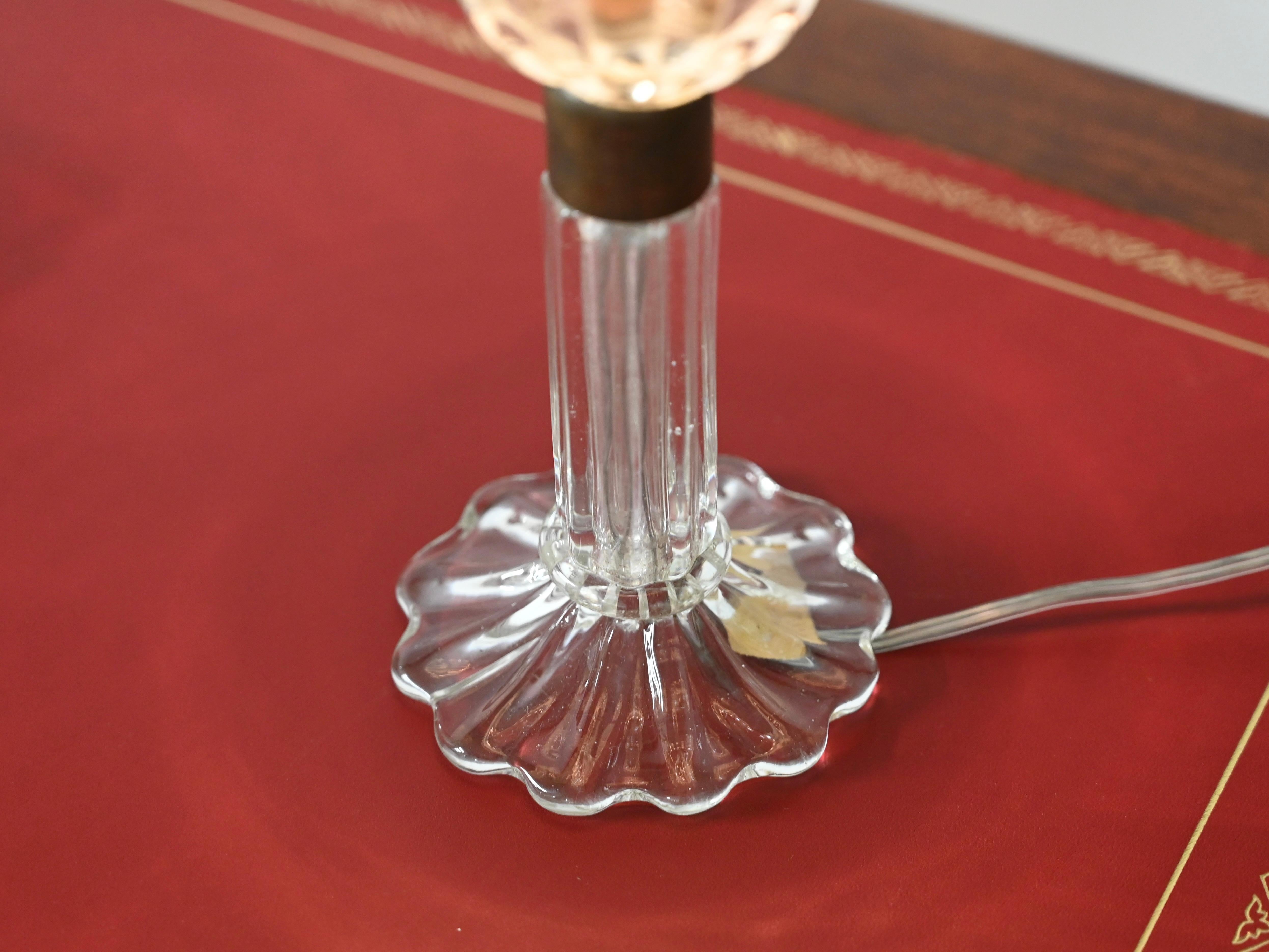 Flower Table Lamp in Murano Glass and Brass, Signed Barovier & Toso, Italy 1940s 2