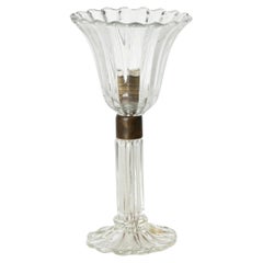 Flower Table Lamp in Murano Glass and Brass, Signed Barovier & Toso, Italy 1940s