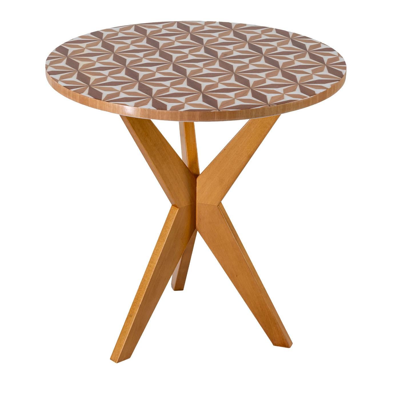 Flower Tall Small Inlaid Erable Side Table by CG Capelletti In New Condition For Sale In Milan, IT