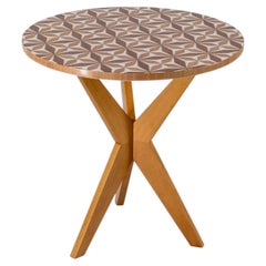 Mesa auxiliar pequeña de marquetería erable Flower Tall