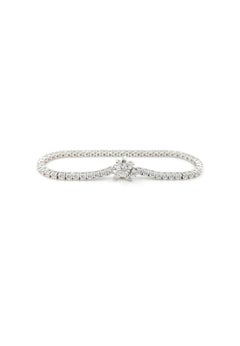 Flower Tennis Silver Bracelet White